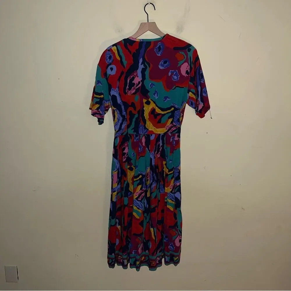 VNTG TOGETHER bright pattern midi dress 6 - Picture 4 of 5